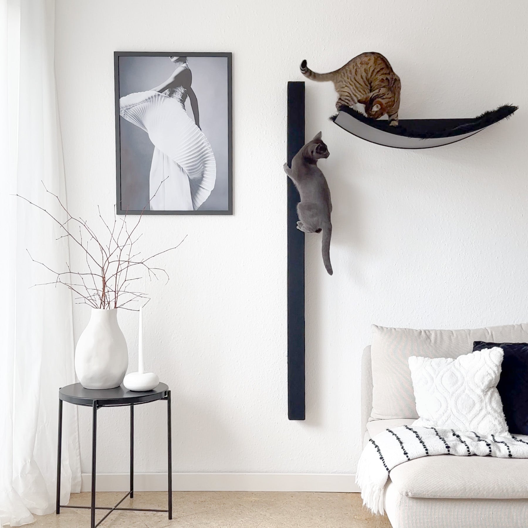 STYA Katzen Kletterwand | Set Essence | Kratzstamm KS150 + XXL Hängematte WL170