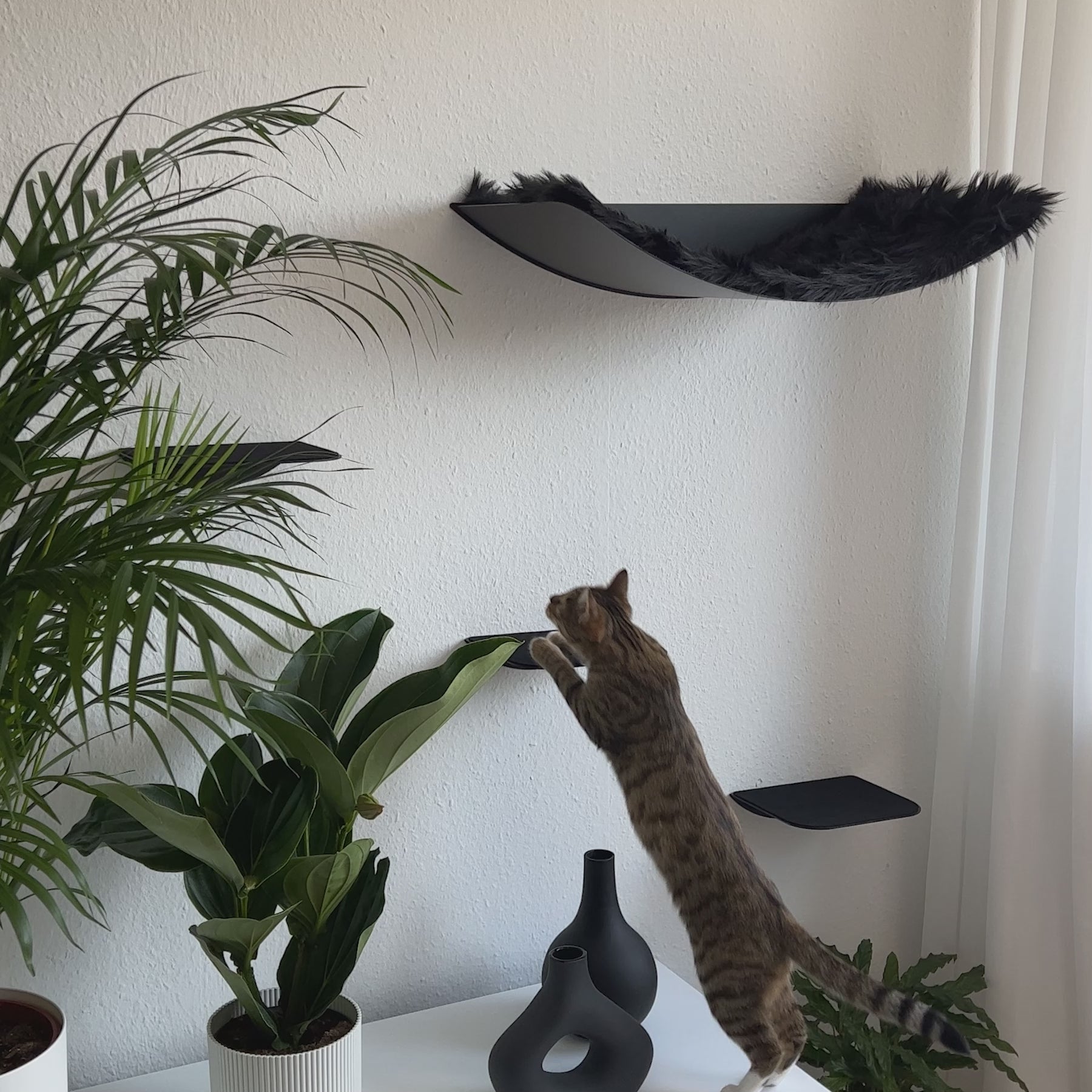 STYA Katzen Kletterwand | Katzen Treppe WL140 | Mit 3 Stufen