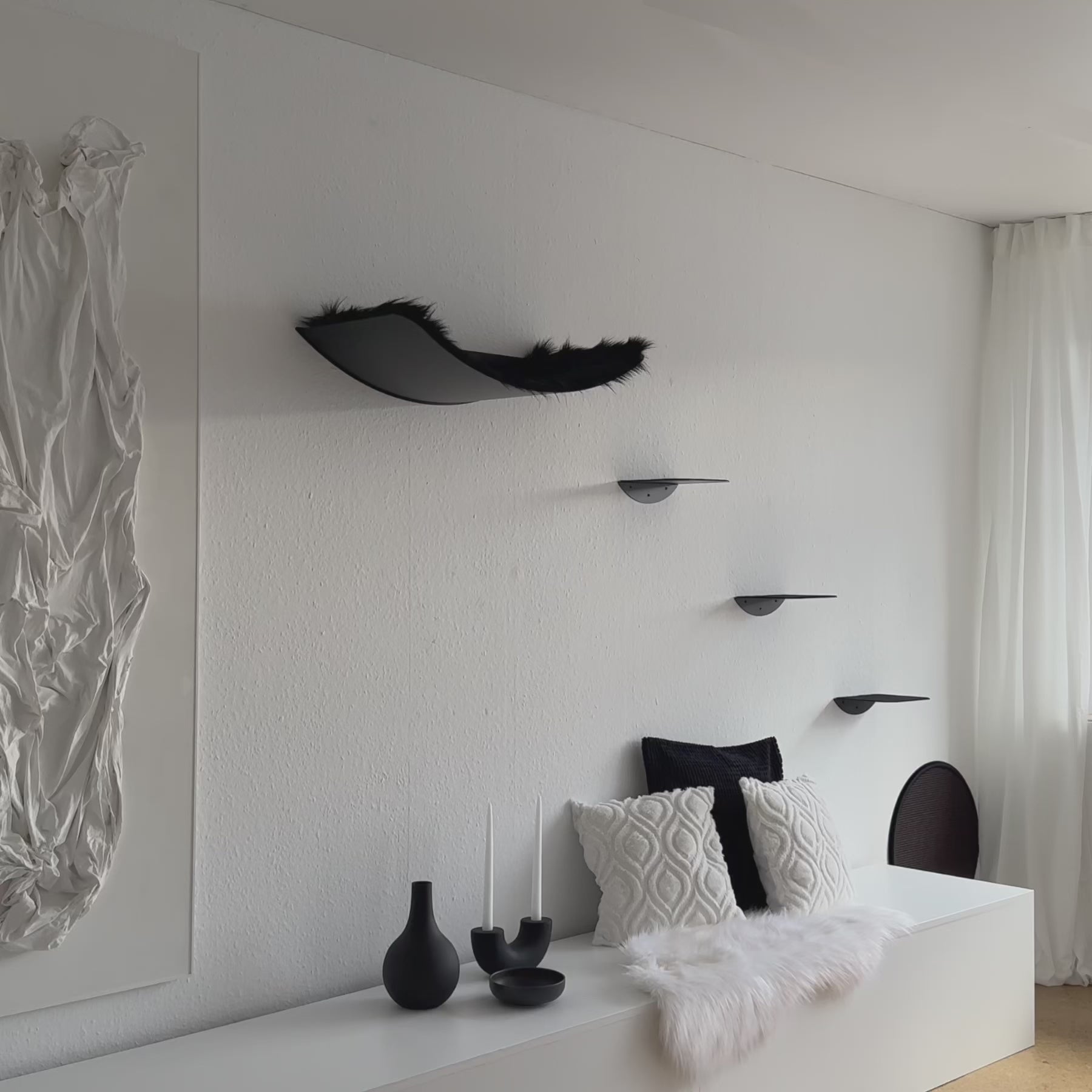 STYA Katzen Kletterwand | Katzen Treppe WL140 | Mit 3 Stufen