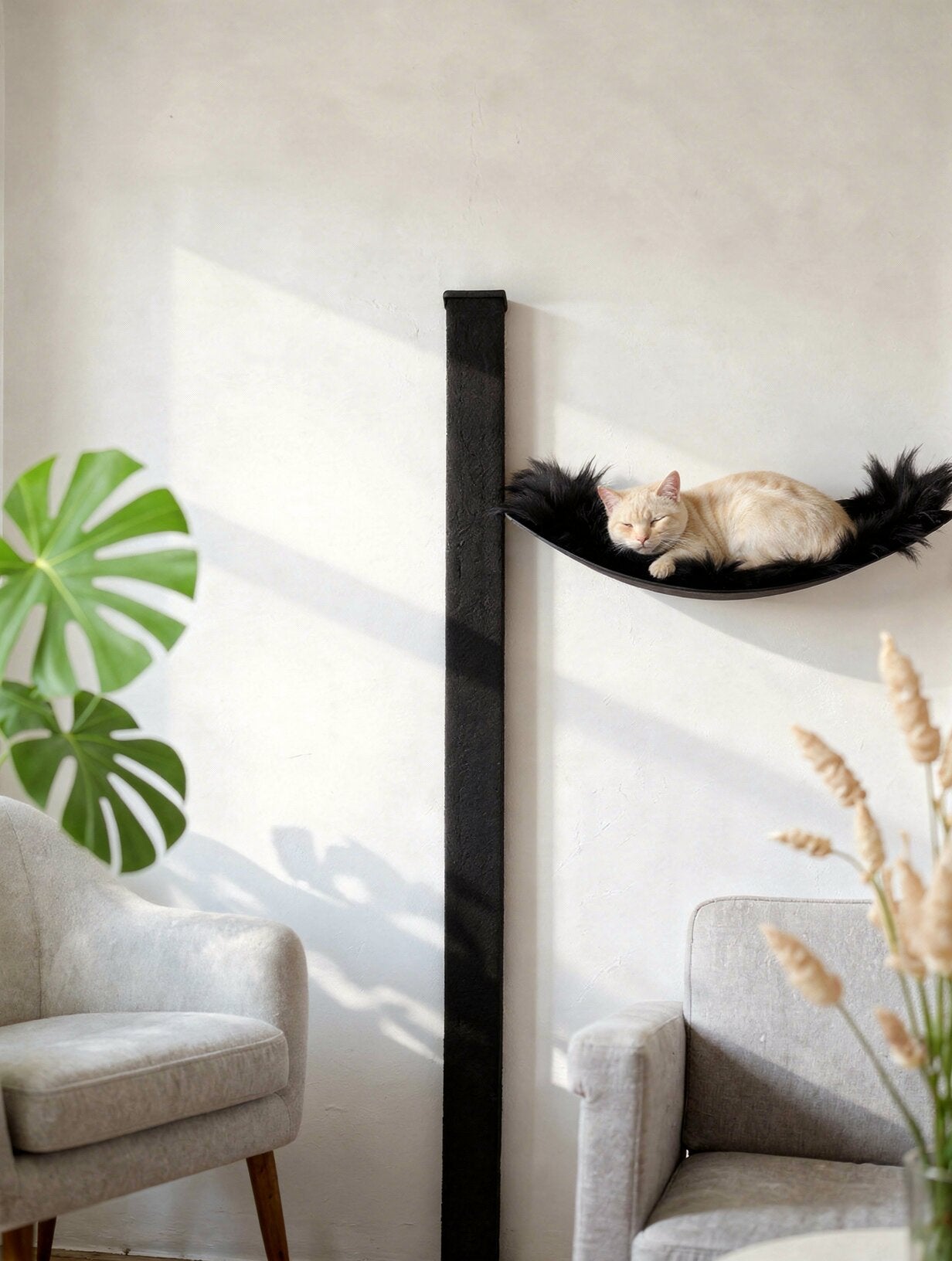 STYA Katzen Kletterwand | Set Essence | Kratzstamm KS150 + XXL Hängematte WL170