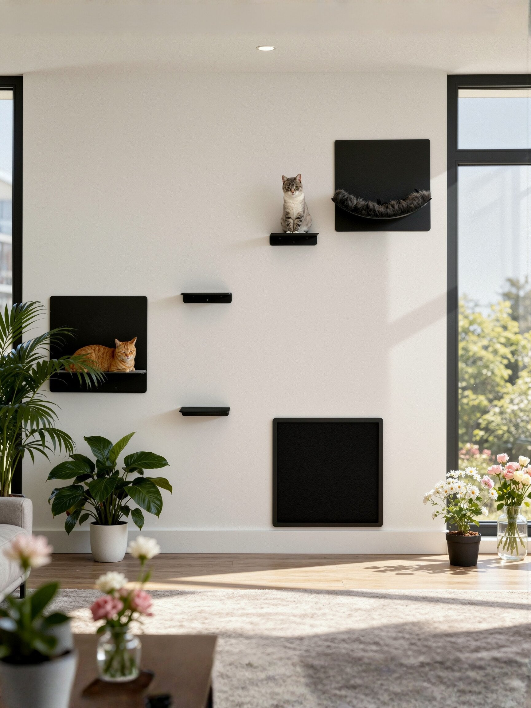 STYA Katzen Kletterwand | Katzen Treppe WL340 | Mit 3 Stufen