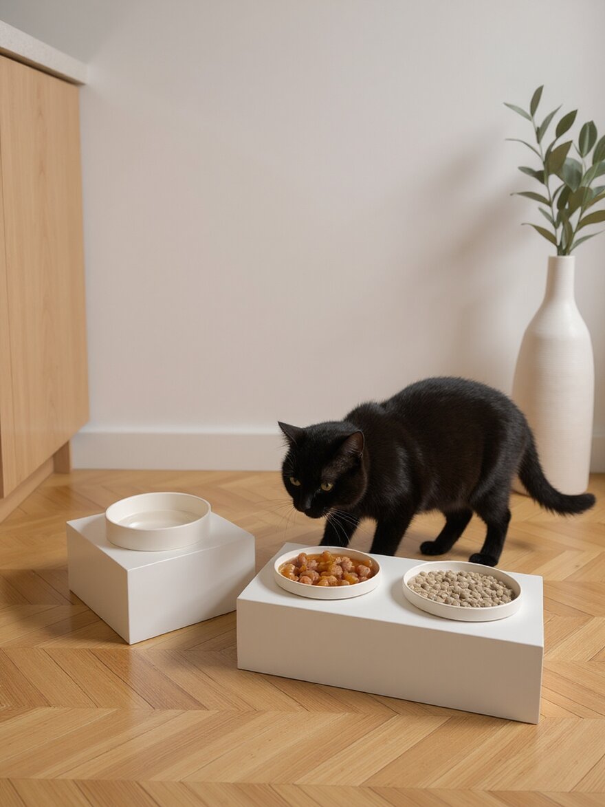 STYA Katzen Futternapf Set FE100 Weiß