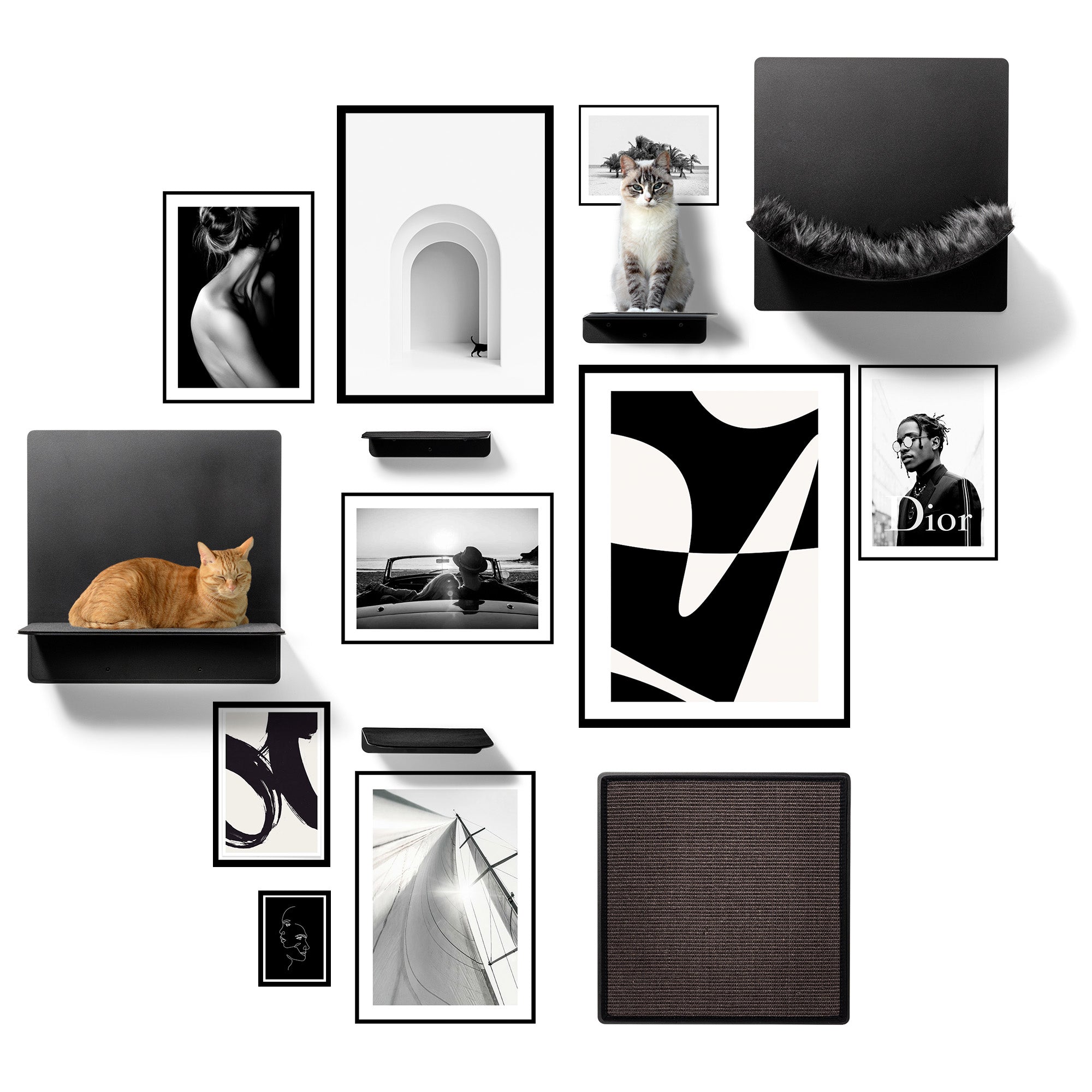 STYA Katzen Kletterwand | Katzen Treppe WL340 | Mit 3 Stufen