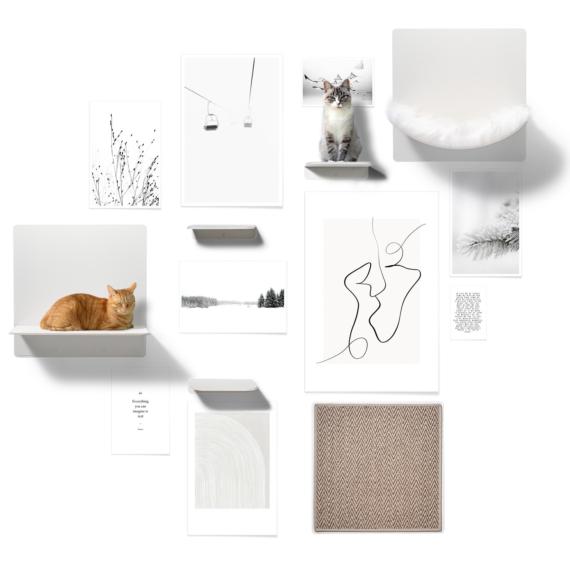 STYA Katzen Kletterwand | Katzen Treppe WL340 | Mit 3 Stufen